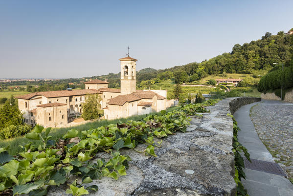 The ancient monastery of Astino surrounded by green hills, Longuelo, Province of Bergamo, Lombardy, Italy, Europe