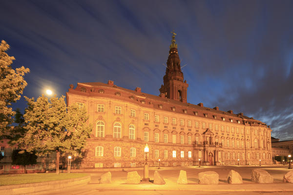 Christiansborg Palace at night, Copenhagen, Denmark