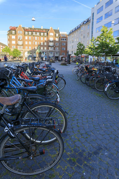 Rows of parked bicycles in Copenhagen, nominated as the first Bike City in the World, Denmark