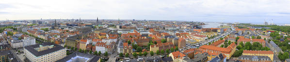 Panoramic of the city seen from Church of Our Saviour, Copenhagen, Denmark