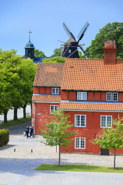 Red houses and windmills, The Citadel (Kastellet), Copenhagen, Denmark
