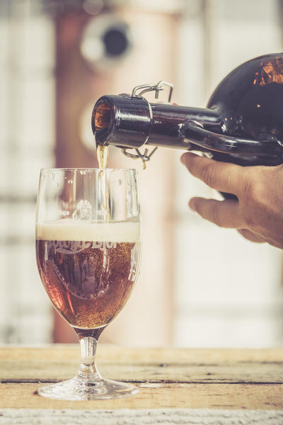 Beer in a glass, Foroya Bjor brewery, Klaksvik, Bordoy Island, Faroe Islands