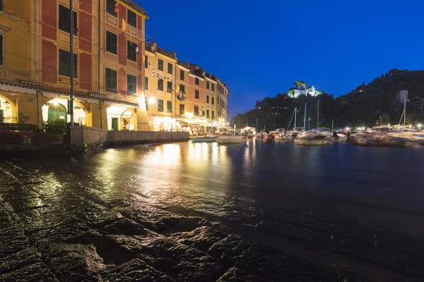 Harbor of Portofino at dusk, province of Genoa, Liguria, Italy