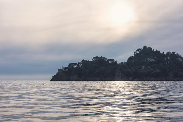 Lighthouse on cliffs, Portofino, province of Genoa, Liguria, Italy