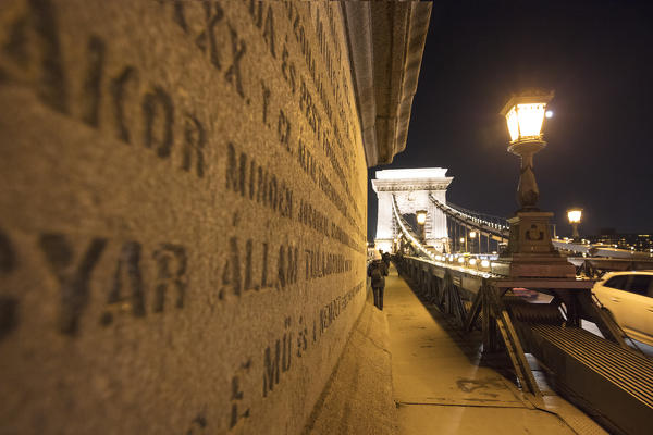 Pedestrian lane, Chain Bridge, Budapest, Hungary