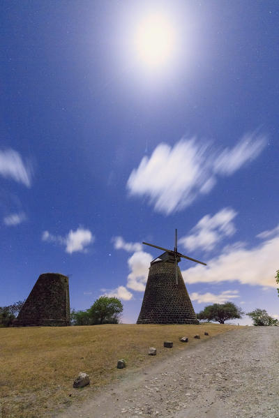 Sugar mills at night, Betty's Hope, Antigua, Antigua and Barbuda, Leeward Islands, West Indies