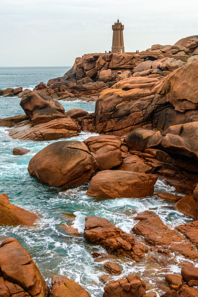 Ploumanac'h lighthouse (Mean Ruz lighthouse),pink granite coast,Route des Phares,(lighthouse route), Britanny, France