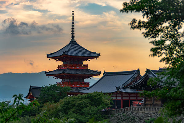 Sunset on Kiyomizu-dera Temple,Kyoto,Japan