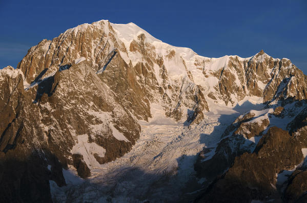 Sunrise on Mont Blanc (Monte Bianco) from Pascal bivouac, Aosta Valley, Italy, Europe