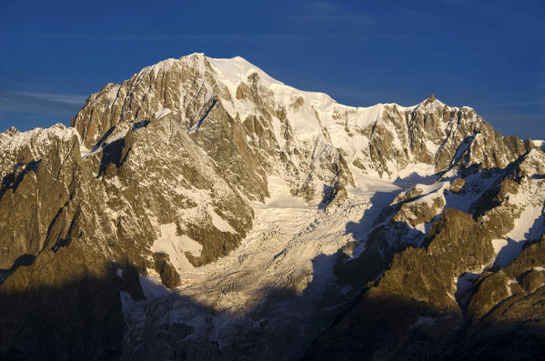 Sunrise on Mont Blanc (Monte Bianco) from Pascal bivouac, Aosta Valley, Italy, Europe 
