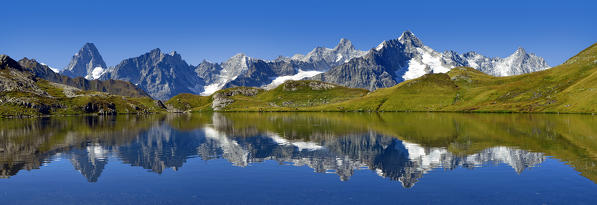 Monte Blanc in the mirror, Lac de Fenêtre, Switzerland,Europe, 
