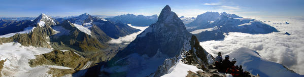 View form Dent d'Herens summmit (Cervino/Matterhorn on background), Aosta Valley, Italy, Europe