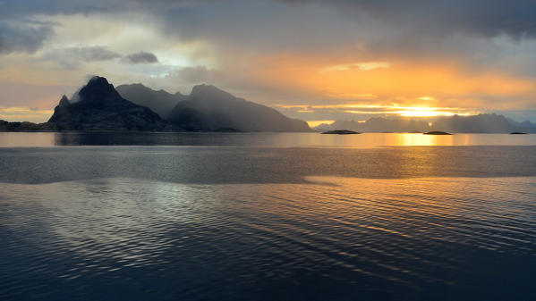 Sunset on Lofoten islands, Norway, Eurpe