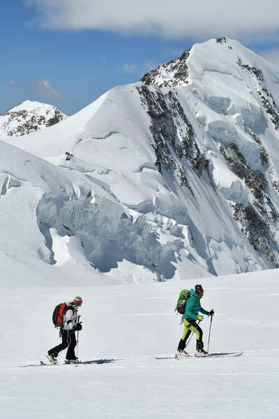 Climbing Capanna Margherita (Margherita hut),Monte Rosa, Aosta Valley,Italy
