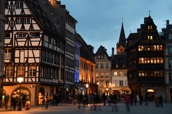 Strasbourg Cathedral's square by night, Alsace,France