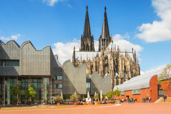 Museum Ludwig and Cologne Cathedral in Cologne city. 
Cologne city (Koln), North Rhine Westphalia, Germany, Europe. 