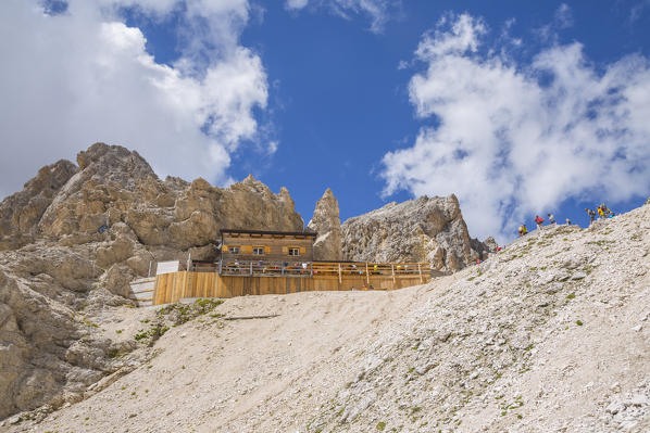 Rifugio Passo Principe, Vajolet valley, Dolomites, Fassa valley, Val di Fassa, Pozza di Fassa, Trento Province, Trentino Alto Adige, Italy