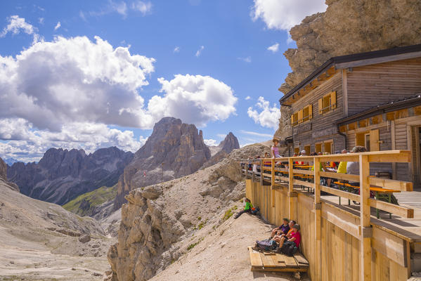 Rifugio Passo Principe, Vajolet valley, Dolomites, Fassa valley, Val di Fassa, Pozza di Fassa, Trento Province, Trentino Alto Adige, Italy