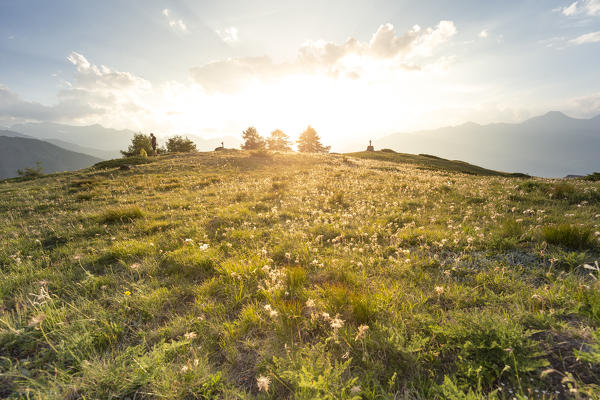 Golden hour view from Pointe de la Pierre, Ozein, Aymavilles, Aosta Valley, Italy