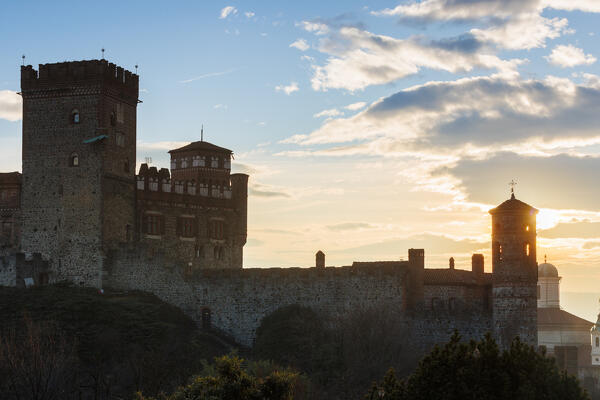 Pavone Castle during sunset, Pavone Canavese, Ivrea, Piedmont, Italy, Southern Europe