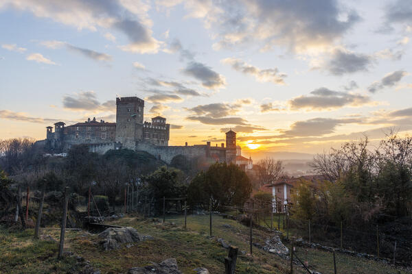 Pavone Castle during sunset, Pavone Canavese, Ivrea, Piedmont, Italy, Southern Europe