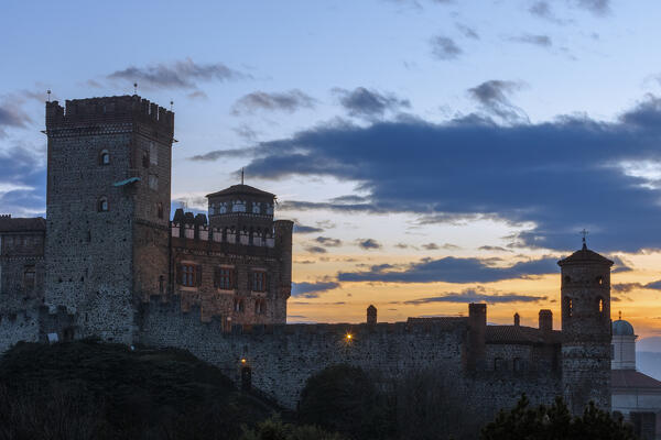 Pavone Castle during sunset, Pavone Canavese, Ivrea, Piedmont, Italy, Southern Europe
