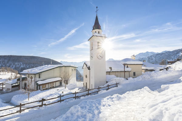 White Curch in Chamois, Valtournenche, Aosta Valley, Italy