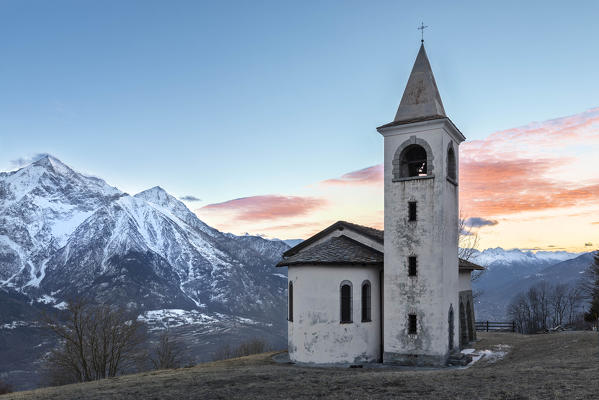 Little chapel in Avisod village, Quart, Aosta Valley, Italy