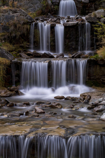 Waterfall in autumn, La Balme, Pré-Saint-Didier, Valdigne, Aosta Valley, Italy
