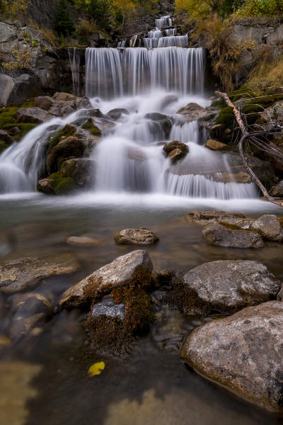 Waterfall in autumn, La Balme, Pré-Saint-Didier, Valdigne, Italy