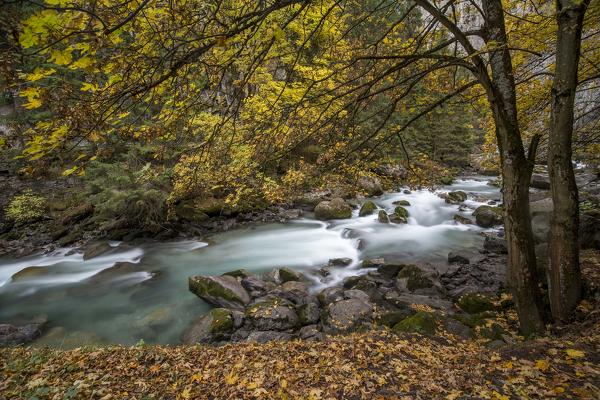 River in Orrido di Pré-Saint-Didier, Valdigne, Aosta Valley, Italy