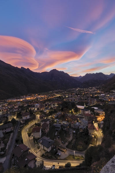 Pont-Saint-Martin at sunset, Aosta Valley, Italy