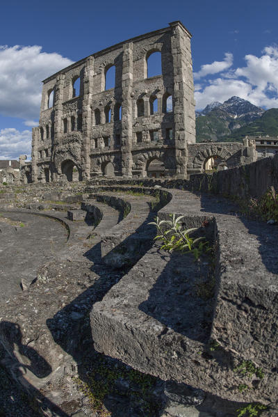 Roman theater in Aosta city, Aosta Valley, Italy