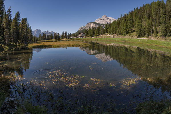 Lake of Antorno in the autumn, Dolomites, Belluno, Veneto, Italy
