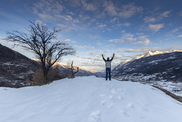 Admiring the sunset over Aosta, Aosta Valley, Italy