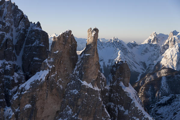 Campanili di Popera. Popera groups, Sexten Dolomites.  Comelico Superiore, Belluno province, veneto region, Italy, Europe 