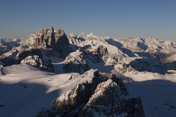 View of the natural park of Sexten Dolomites. Bolzano province, Trentino Alto Adige region, Italy, Europe 