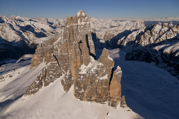 Three Peak of Lavaredo. Misurina, Belluno province, Veneto region. Italy Europe. 
