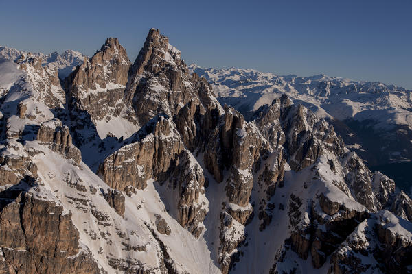 Tre Scarperi group, natural park of Sexten Dolomites. Bolzano province, Trentino Alto Adige region, Italy, Europe 
