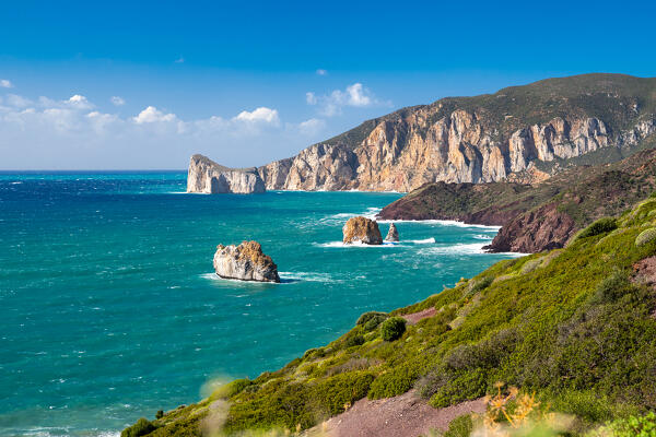 Masua and Pan di Zucchero, Iglesias, Cagliari province, Sardinia, Italy, Europe.