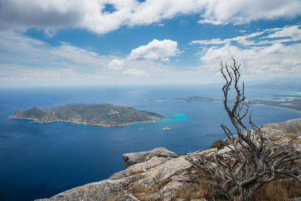 Molara island from Tavolara, olbia tempio province, sardinia, italy, europe.