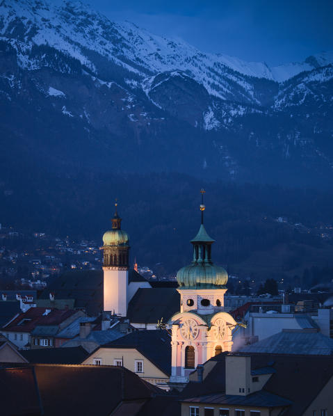 The churches of the city center in Innsbruck, Tyrol, Austria, Europe