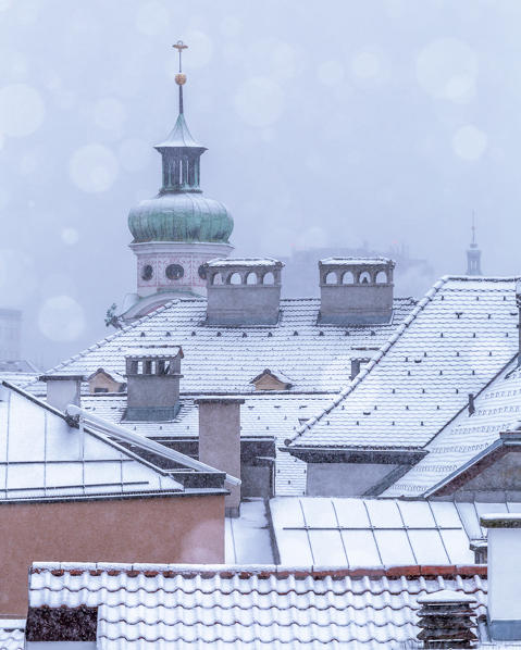 A detail of the rooftops in the city centre of Innsbruck, Tyrol, Austria, Europe