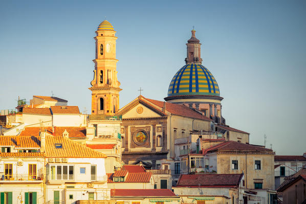 The church of San Giovanni Battista at dusk, Vietri sul Mare, Salerno province, Campania region, Italy, Europe
