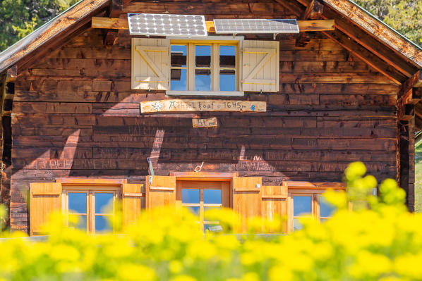 The front facade of Achselbodenhütte in Innsbruck, Tyrol, Austria, Europe