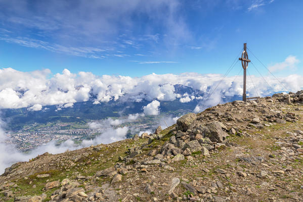Patscherkofel Peak with the Nordkette mountain range in the background, Innsbruck, Tyrol, Austria, Europe