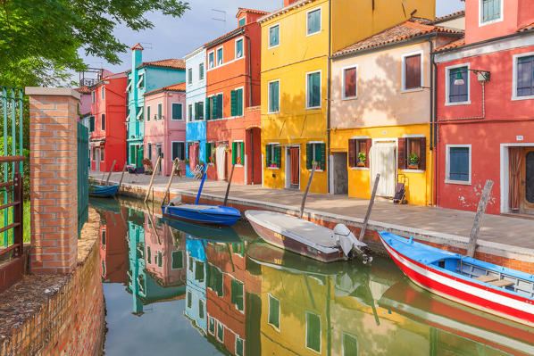 The typical buildings of Fondamenta di Terranova, Burano, Venice, Veneto, Italy, Europe