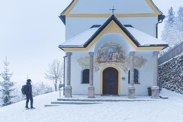 The church of Heiligwasser on a snowy day, Igls, Innsbruck, Tyrol, Austria, Europe