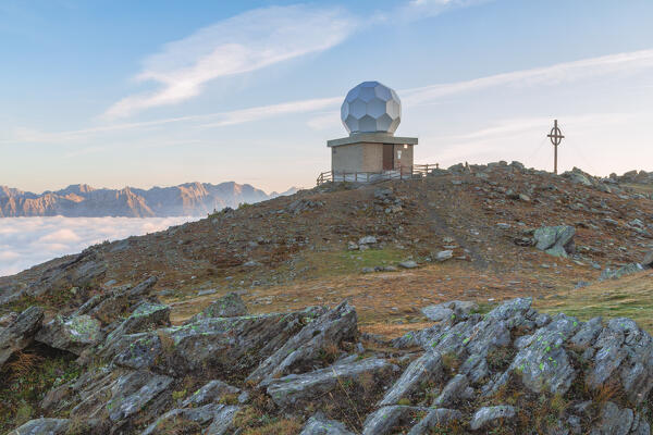 The peak of Patscherkofel mountain with its iconic weather station, Innsbruck Land, Tyrol, Austria, Europe 