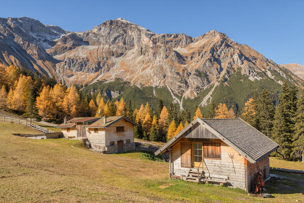 The secluded Steiner Alm with the Tribulaun mountains in the background, Obernberg am Brenner, Innsbruck Land, Tyrol, Austria, Europe